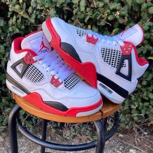 2020 Nike Air Jordan 4 IV Retro "FIRE RED" GS Youth White Youth